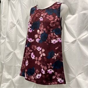 JOE Fresh burgundy floral sleeveless blouse size small